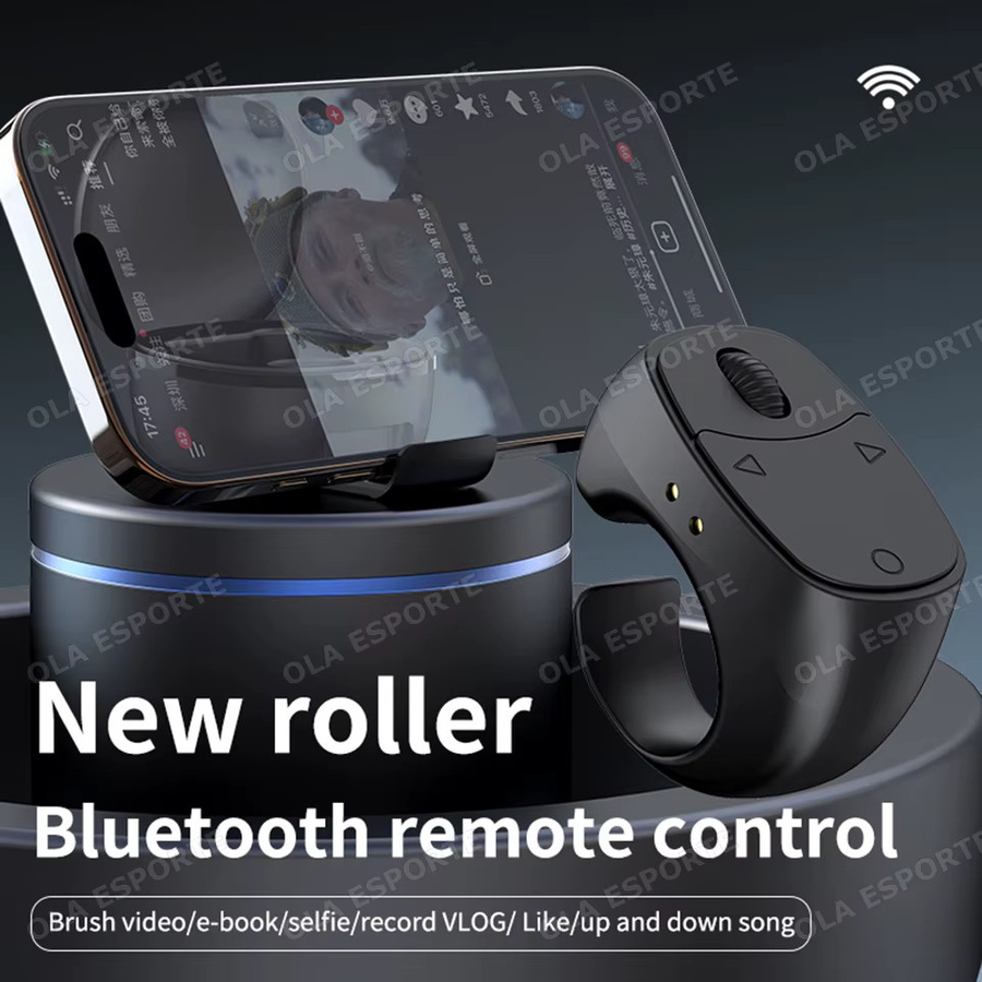 Ola Esporte Bluetooth Selfie-Fernbedienung und automatischer Seitenwender als Handy-Fingerring in Schwarz - Bild 2