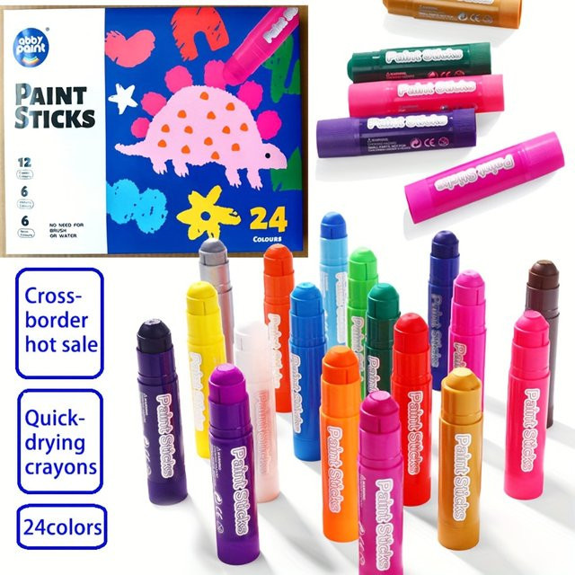 Schnelltrocknende Ölmalstifte im 24er Set, bunte Kreativ-Wasserpulverstifte für Graffiti und DIY-Malereien, Mehrfarbig - Bild 1