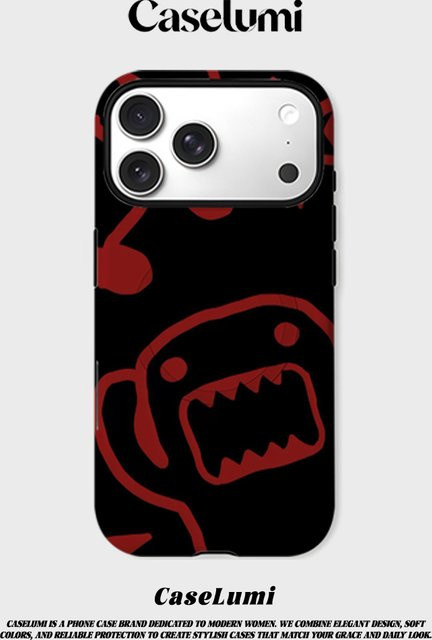 CaseLumi Matte Bumper MagSafe Schutzhülle für iPhone 17 16 15 14 13 Pro Max Stoßfeste Harte PC Hülle Schwarz-Rot Domo-Kun - Bild 1