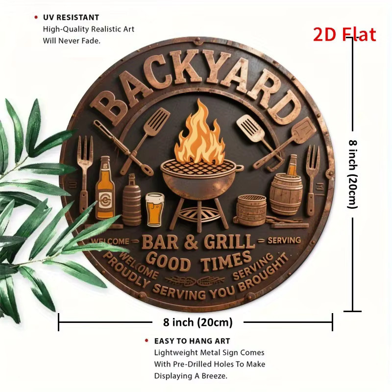 Vintage-Metallschild Potdemiel zur Dekoration von Grill und Bar, braun, Durchmesser: 20,0 cm - Bild 2