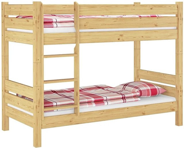 Erst-Holz Niedriges Etagenbett aus Kiefer Massivholz mit Doppelbettkasten und Rollrost, B/T/H: 90 x 200 x 160 cm - Bild 1