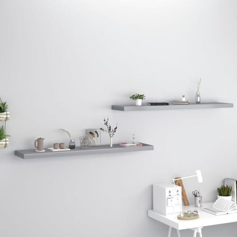 Vidaxl Schwebende Wandregale 2er Set Grau B/T/H: 120 x 23,5 x 3,8 cm - Bild 1