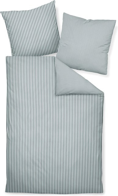 Janine Bettwäsche aus Flanell in Silver mit Bettbezug und 1 Kissen, B/H: 155 x 200 cm, Kissen: 80 x 80 cm - Bild 1