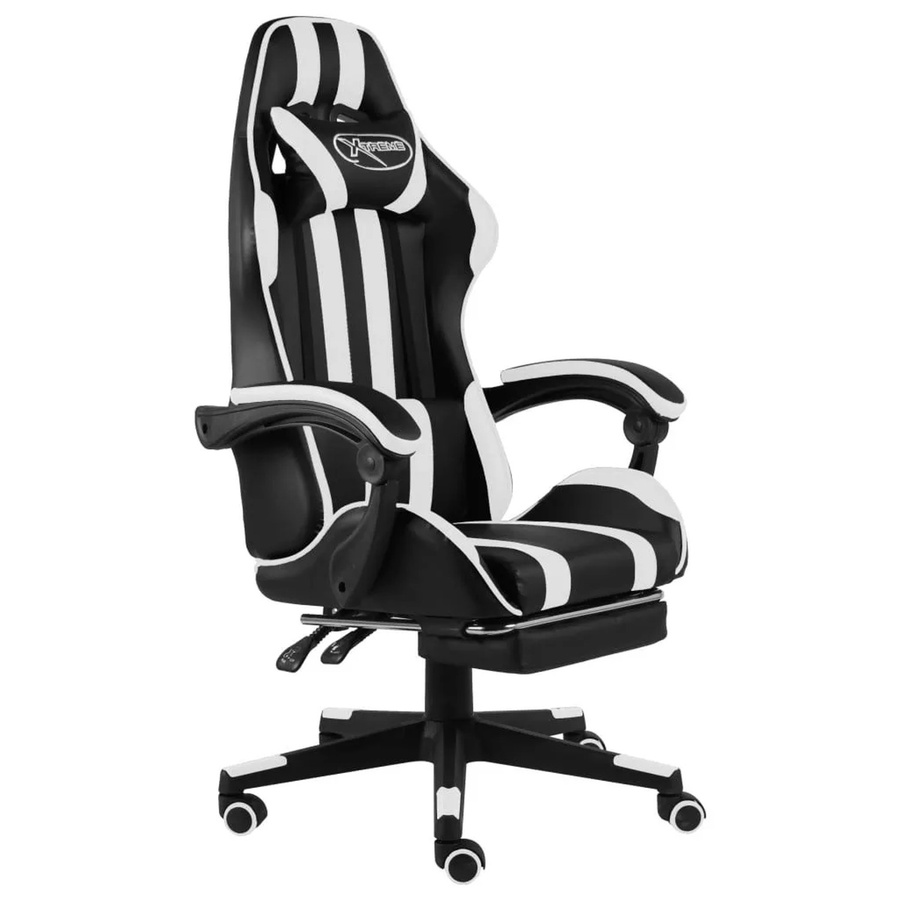 vidaXL Gaming-Stuhl mit Fußstütze in Schwarz und Weiß aus Kunstleder - Bild 2