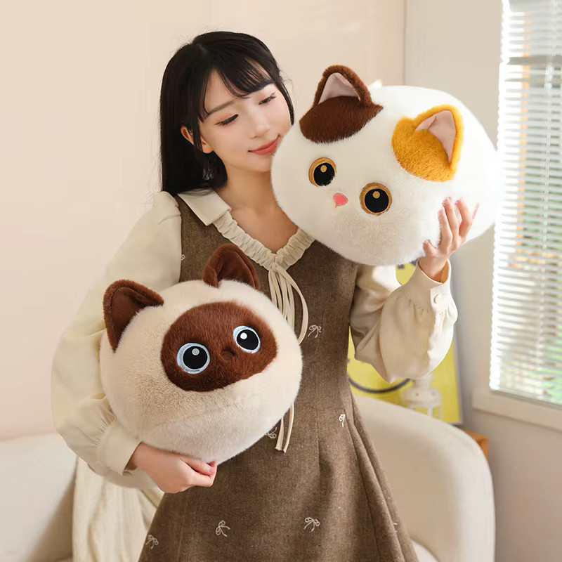 TotoJay Kawaii Fette Katze Plüschtier, Siamesische Katze, 50cm, Braun - Bild 5