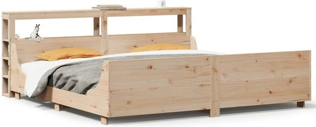 vidaXL Massivholzbett aus Kiefer in Braun, rustikales Bett ohne Matratze, B/T: 200 x 200 cm - Bild 1
