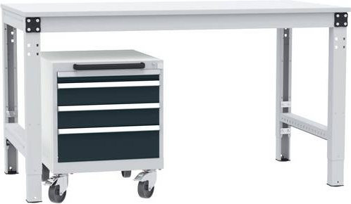 Manuflex BASETEC mobiler Schubfachschrank SP1193.7016 aus Stahl in Anthrazit RAL 7016 mit 4 Schubfächern und Nutzhöhe 40 cm - Bild 1