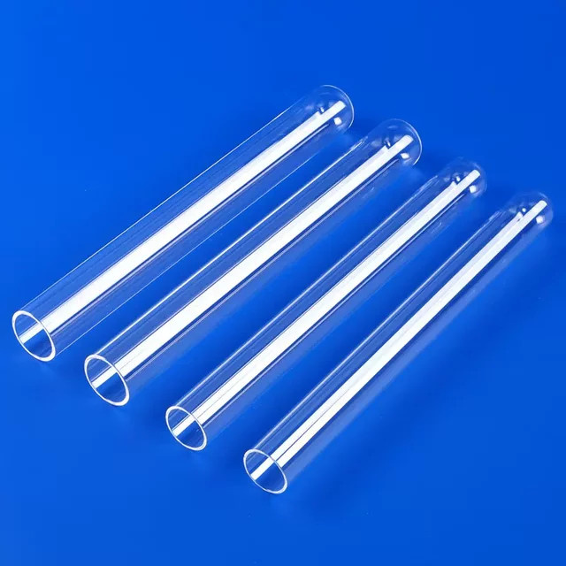 Transparentes Reagenzglas aus Quarzglas mit rundem Boden - Bild 1