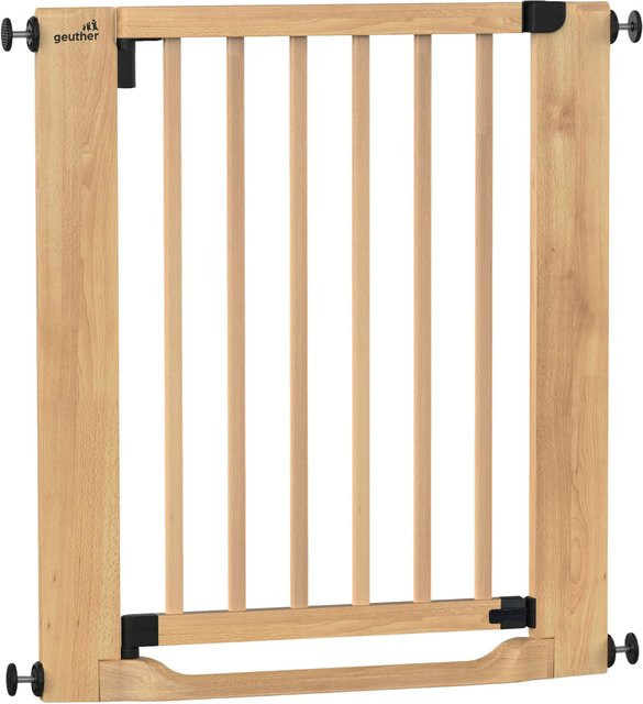 Geuther Türschutzgitter Easylock mit Flatstep aus Holz in Braun, erweiterbar und ohne Bohren - Bild 1