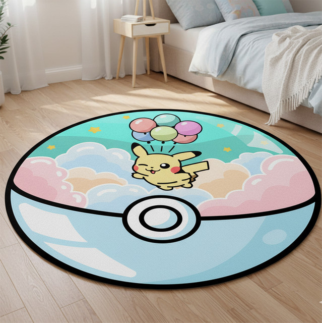 Personalisierbarer Pokémon Anime Teppich mit Venusaur, Pikachu, Blastoise, Charizard, Sylveon und Charmander in Mehrfarbig, Rund - Bild 1