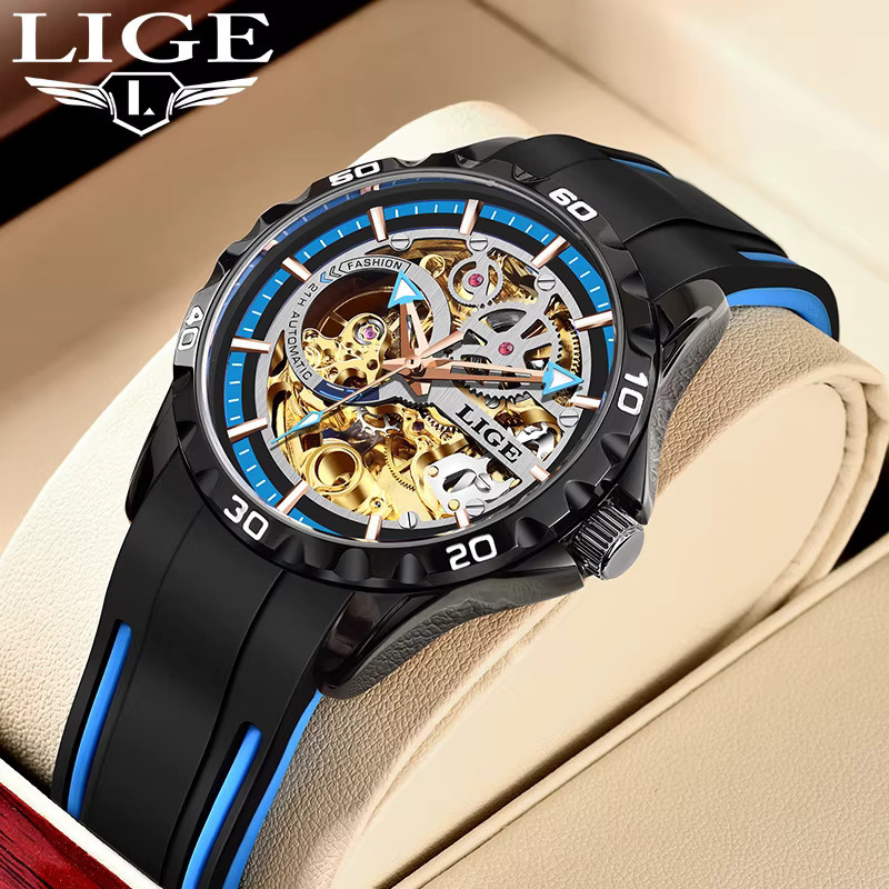 LIGE Chronograph, Automatik, Edelstahl, Herren, Schwarz - Bild 2