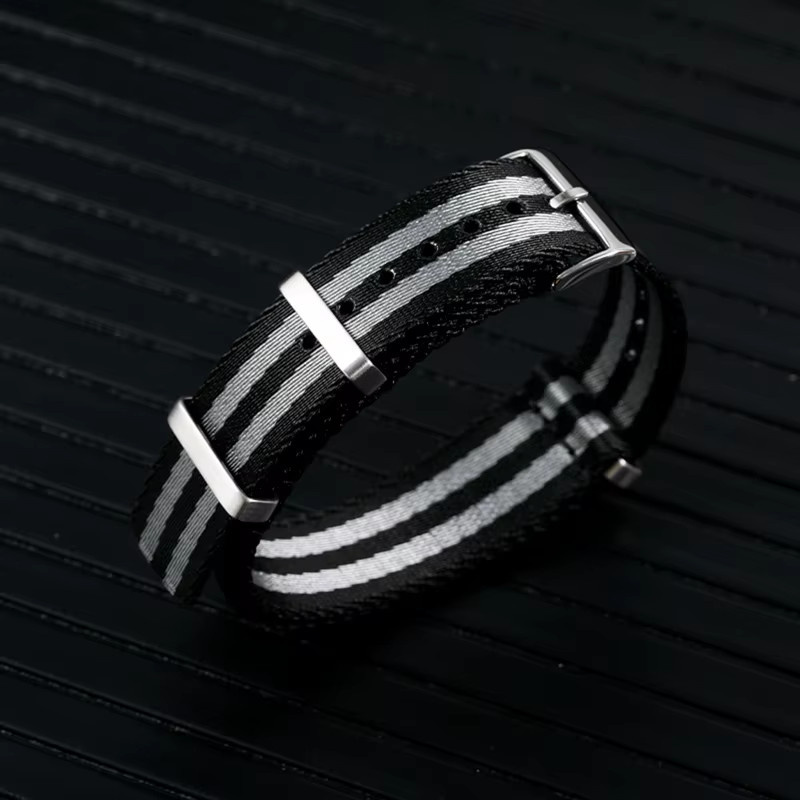 ADDIESDIVE Uhrenarmband Nylon, Edelstahl, 20 mm, Herren, Schwarz, Grün - Bild 1