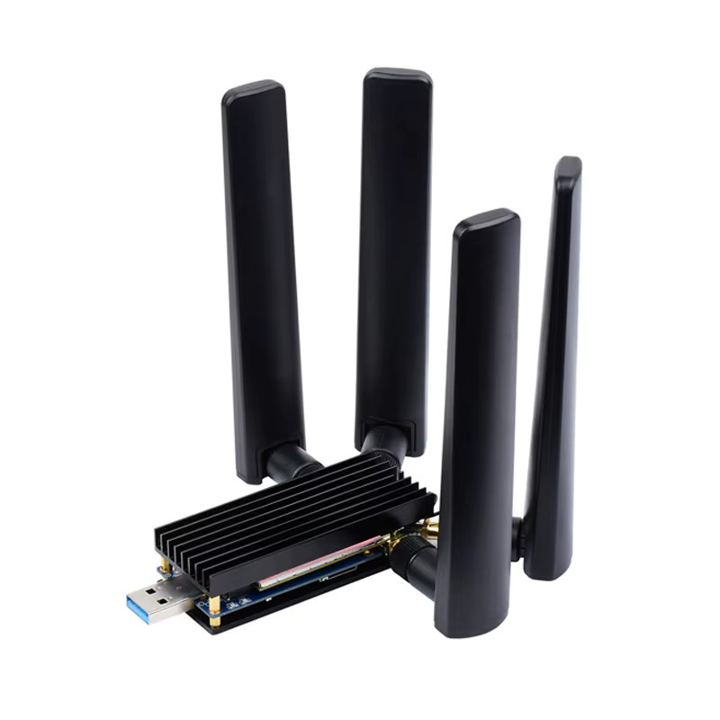 Spotpear 5G Dongle Erweiterungsplatine für Raspberry Pi mit USB 3.1 auf M.2 Key B Port, Aluminiumgehäuse und vier Antennen, Schwarz - Bild 2