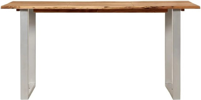 vidaXL Esstisch aus massivem Akazienholz und pulverbeschichtetem Stahl in Silber und Braun, B/T/H: 160 x 80 x 76 cm - Bild 1