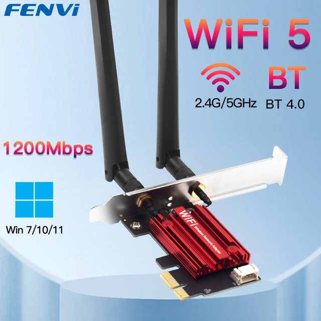 Fenvi WiFi 5 PCIe Netzwerkkarte AC1200 Dualband 2,4 GHz/5 GHz mit Bluetooth für Desktop-PCs - Bild 1