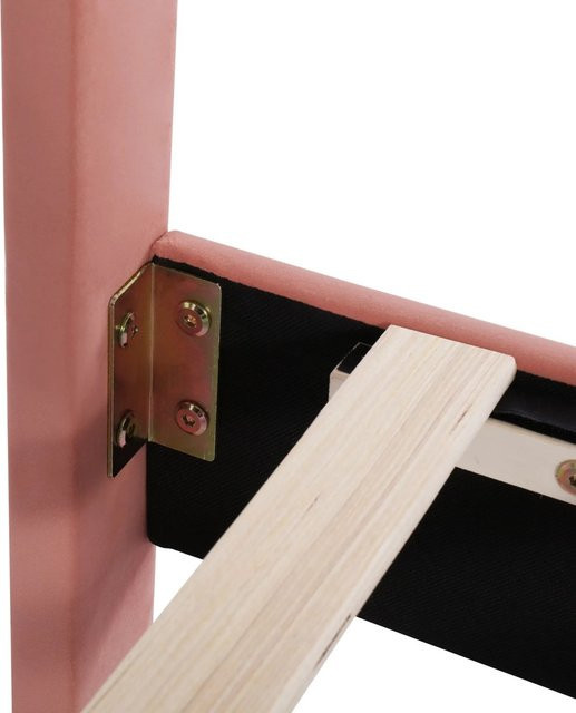 KOMHTOM Polsterbett Jugendbett aus Samt in Rosa mit Lattenrost und höhenverstellbarem Kopfteil, B/T/H: 90 x 200 x 107,5 cm - Bild 1