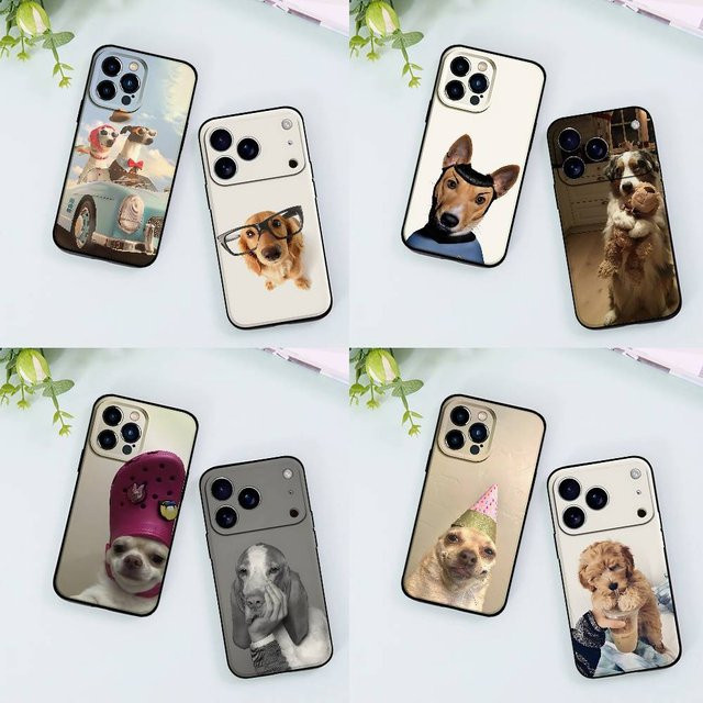 Lustige Hunde Handyhülle in Schwarz für iPhone 11 bis iPhone 17 Pro Max und weitere Modelle - Bild 1