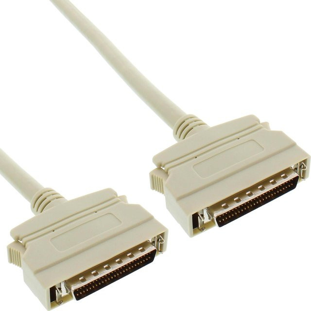 InLine SCSI II Kabel mit 50pol Mini Sub-D Stecker auf Stecker, Länge: 1 m, grau/beige - Bild 1