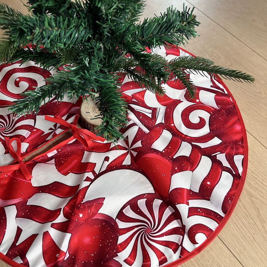 VIKAMA Weihnachtsbaum Rock mit Zuckerstangenmuster für dein gemütliches Wohnzimmer - Bild 4