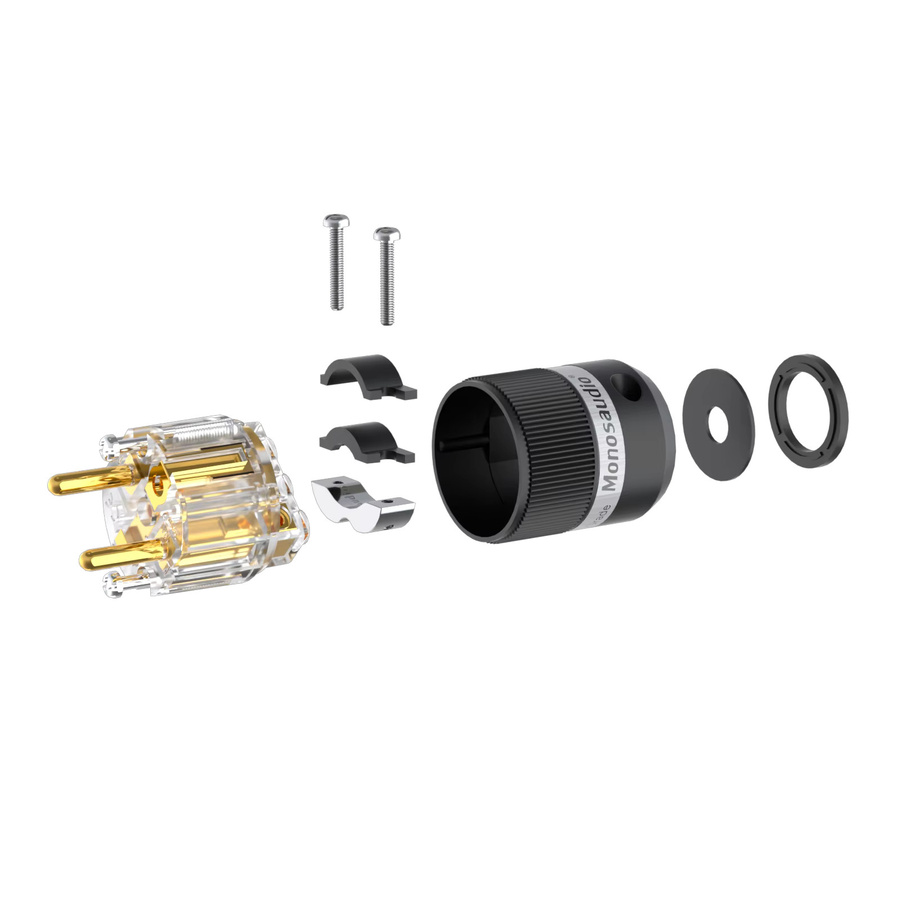 Monosaudio Reinkupfer-Netzstecker E100F100 mit IEC320 C15 Anschluss für Audio DIY Netzkabel - Bild 1