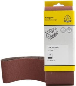 Klingspor Kurzband Set für Metall, Holz und Lack, Körnung K120, 3 Stück, Breite: 100 mm, Länge: 560 mm - Bild 1