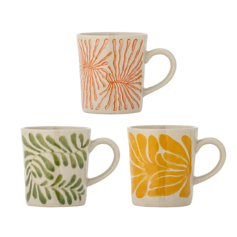 Bloomingville Becher aus Keramik in Gelb Fauni Set von 3 - Bild 1