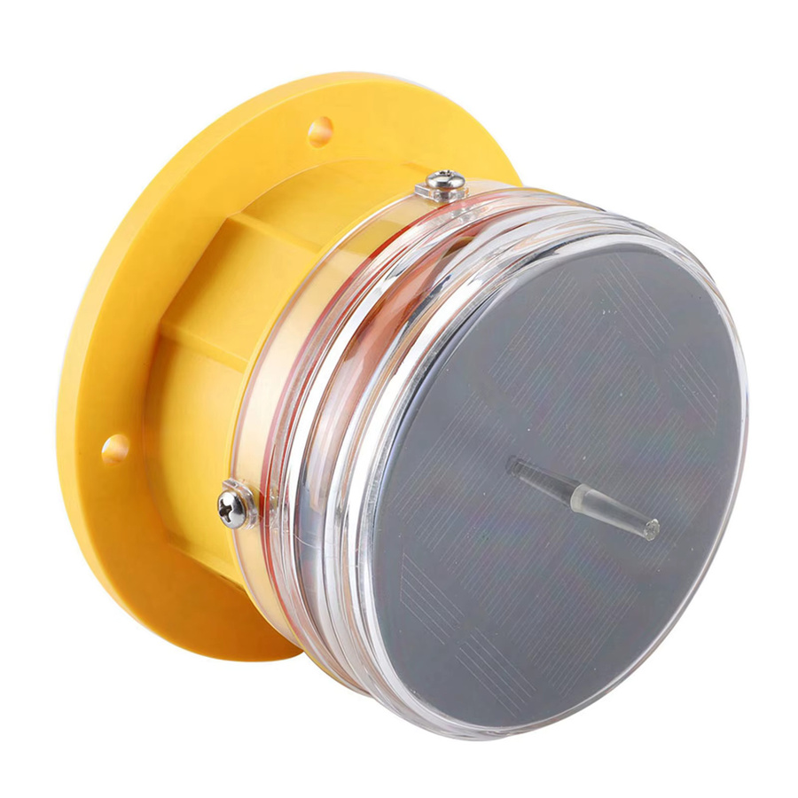 ESTINK Solar-LED-Blinklicht für Schiffe und Marine-Anwendungen, IP68 wasserdicht, gelb, 360 Grad Rundumbeleuchtung - Bild 1
