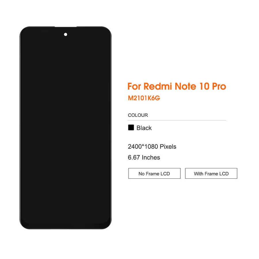 OLED/TFT LCD Display mit Touchscreen Digitizer Montage für Xiaomi Redmi Note 10 Pro 4G, Farbe: Schwarz, Modell M2101K6G M2101K6R - Bild 4