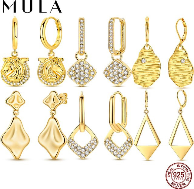 Mula Creolen 925 Silber, Goldfarben, Diamant, Zirkonia, Damen - Bild 1