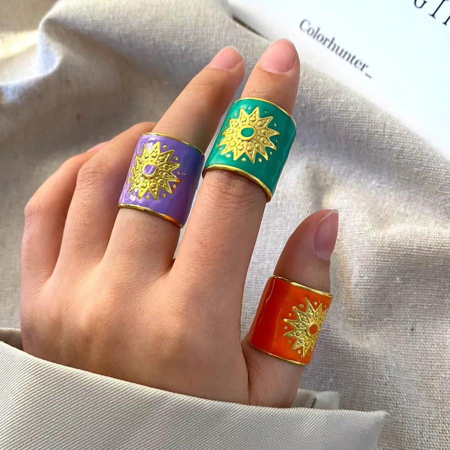 CARLIDANA Ring, Edelstahl vergoldet, Emaille, Blumenform, Damen - Bild 2