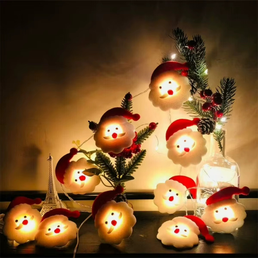 Peach Forest Weihnachtliche Santa Claus Lichterkette mit 10 oder 20 LEDs für Haus und Garten, batteriebetrieben - Bild 5
