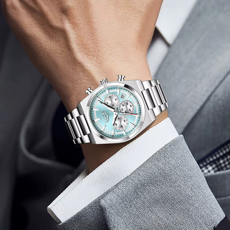 LIGE Chronograph, Quarz, Edelstahl, Silber, Herren - Bild 5