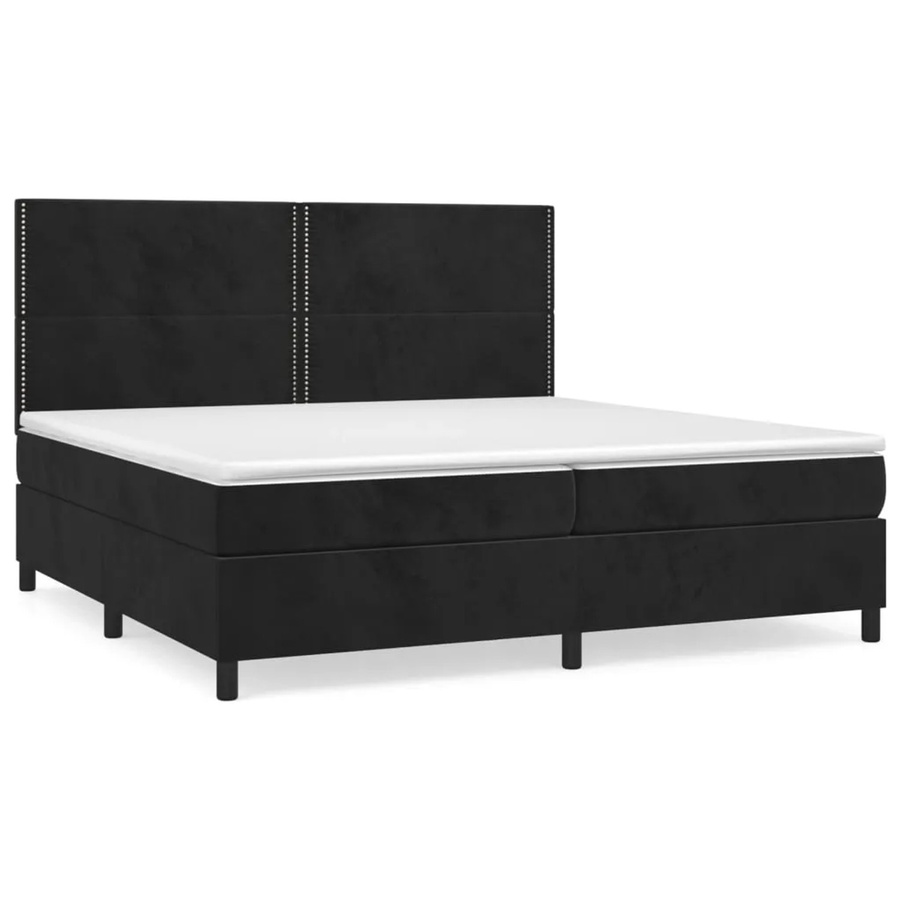 vidaXL Boxspringbett Hybrid mit Matratze und Taschenfederkern, Schwarz, Samt, B/T: 200 x 200 cm - Bild 2