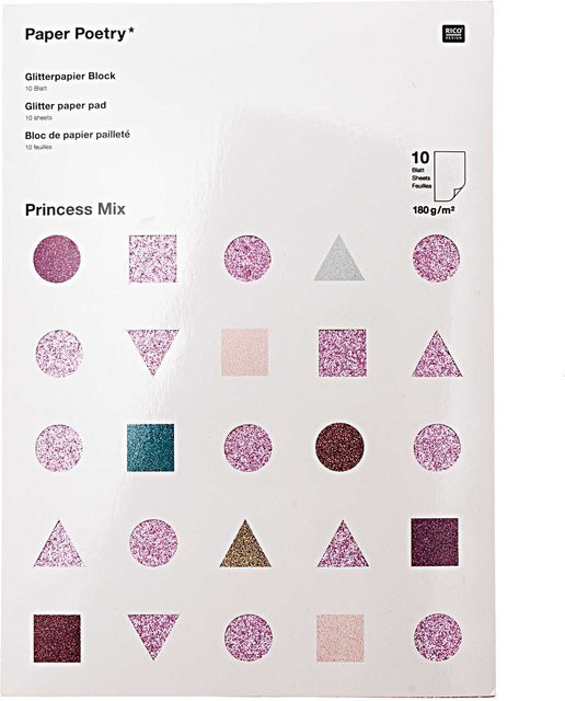 Rico Design Paper Poetry Glitterpapierblock Princess Mix in Multicolor, DIN A4, 10 Blatt - Bild 1
