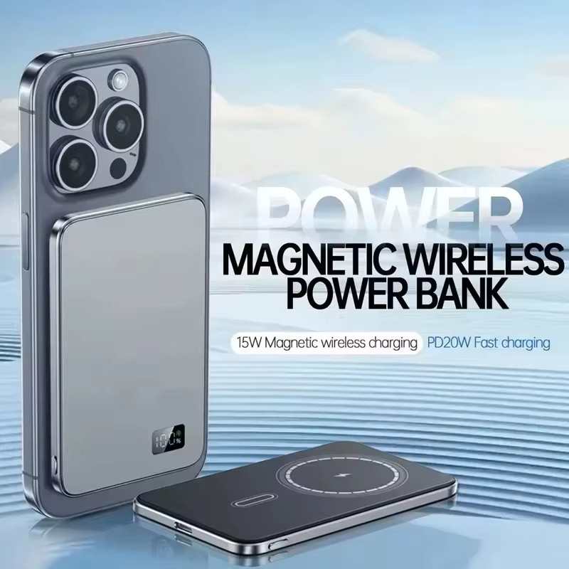 Lenovo Magnetische Kabellose Powerbank mit 50000mAh und PD 22.5W Schnellladen in Grau für MagSafe und iPhone - Bild 2