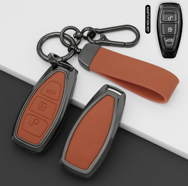 Linyi Toy Schlüsselhülle aus Zinklegierung für Ford Focus, Mondeo, Fiesta, Kuga und Puma in Orange, Schwarz oder Braun - Bild 1