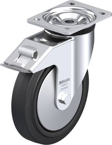 Blickle Lenkrolle LK-POEV 200KA-FI-FA mit Feststeller in Schwarz und Silber, Rad-Durchmesser: 200 mm, Tragfähigkeit: 500 kg - Bild 1