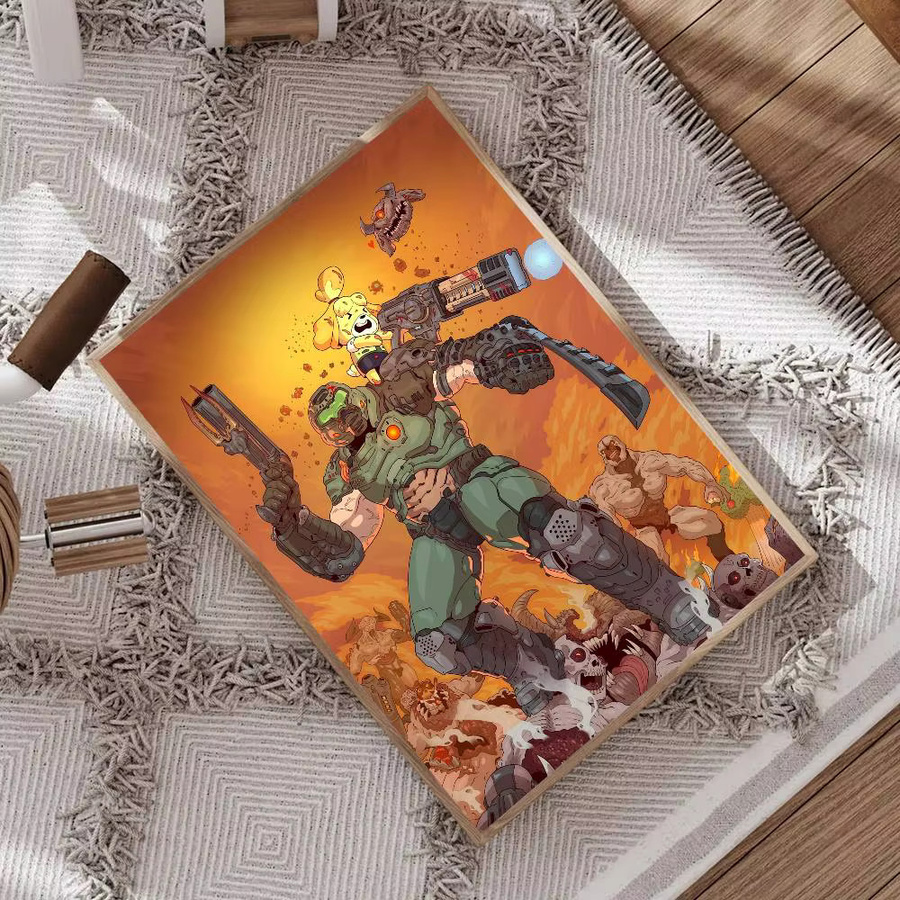 Vintage Poster Game DOOM Eternal Wandkunst im Retro-Stil als mehrfarbige Grafik für deine Wanddekoration - Bild 3