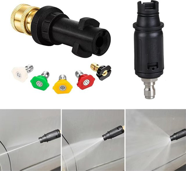 Hochdruckreiniger-Adapter-Set mit 1/4 Zoll Schnellverbindungsdüsen für Kärcher K2 bis K7, rote Autowaschpistole für Gartenbewässerung, 3000 PSI - Bild 1