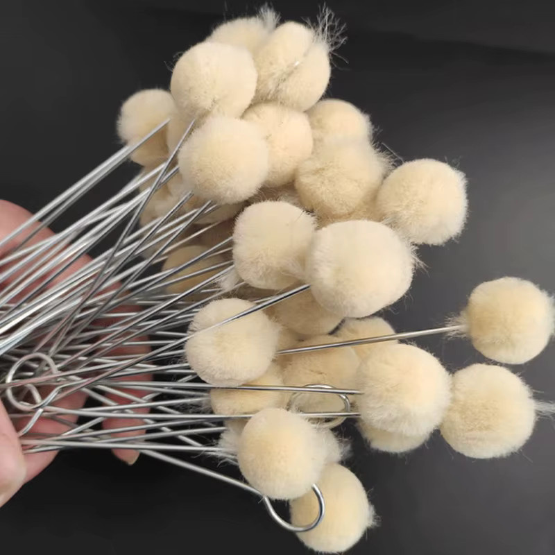 Leder-Färbepinsel mit Wollkugeln und Metallhalterung in Weiß für präzises Färben und Bemalen von Leder - Bild 6