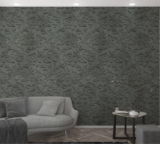 Marburg Vliestapete Smart Art Easy mit floralem Ornamentmuster in Anthrazit und Grau, Breite: 159 cm, Höhe: 270 cm - Bild 1