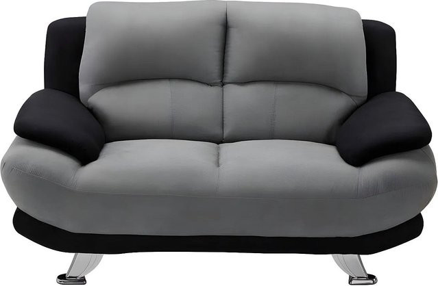 Vente-unique Sofa Musko ohne Schlafmöglichkeit aus Microfaser in Schwarz und Grau mit 150 cm Breite - Bild 1