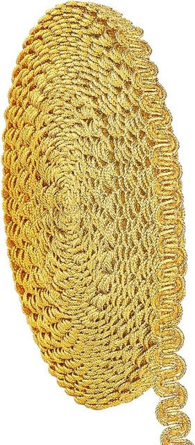 Goldener Gimp-Zopfbesatz aus Textil mit metallischem Scroll-Design, Breite: 11 mm, Länge: 12 m - Bild 1