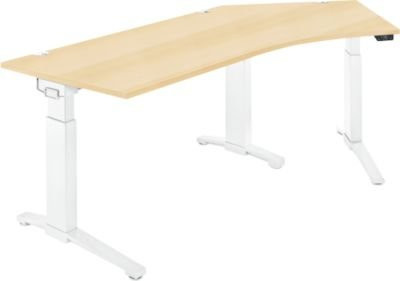 Schäfer Shop Genius Schreibtisch ERGOSTYLE S, elektrisch höhenverstellbar, C-Fuß, Ahorn/weiß, B: 216,5 cm, T: 80 cm, H: 71,5-118,2 cm - Bild 1