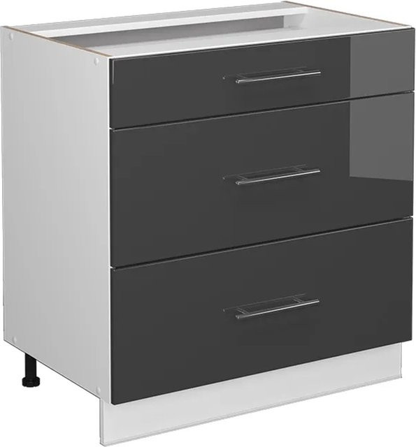 Vicco Badschrank Fame-Line Anthrazit Hochglanz/Weiß mit 3 Schubladen und Soft-Close-Türen, Breite: 80 cm, Höhe: 82 cm - Bild 1