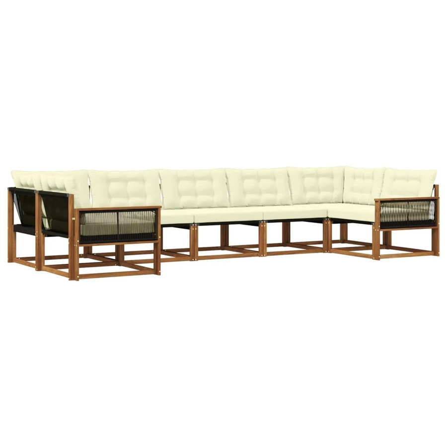 vidaXL Outdoor-Sofagarnitur L-Form aus Akazienholz mit Kissen in Braun und Beige - Bild 2