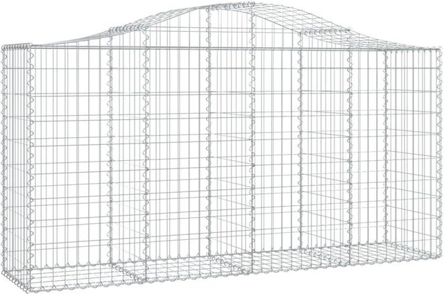 vidaXL Gabionen mit Hochbogen Set aus verzinktem Eisen in Silber, 9 Stück, B/T/H: 200 x 50 x 100/120 cm - Bild 1