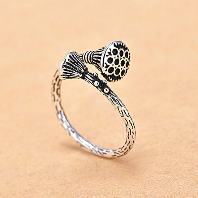 Ring 925 Silber, Lotus Blume, Vintage, Damen - Bild 1
