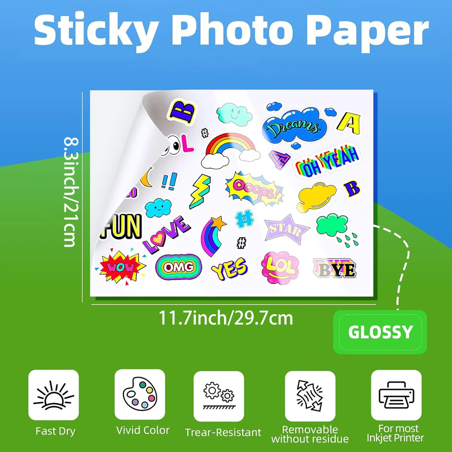 50 Blatt glänzende A4 Fotopapier Aufkleber in Weiß für Tintenstrahldrucker, 135 g/m2 - Bild 2