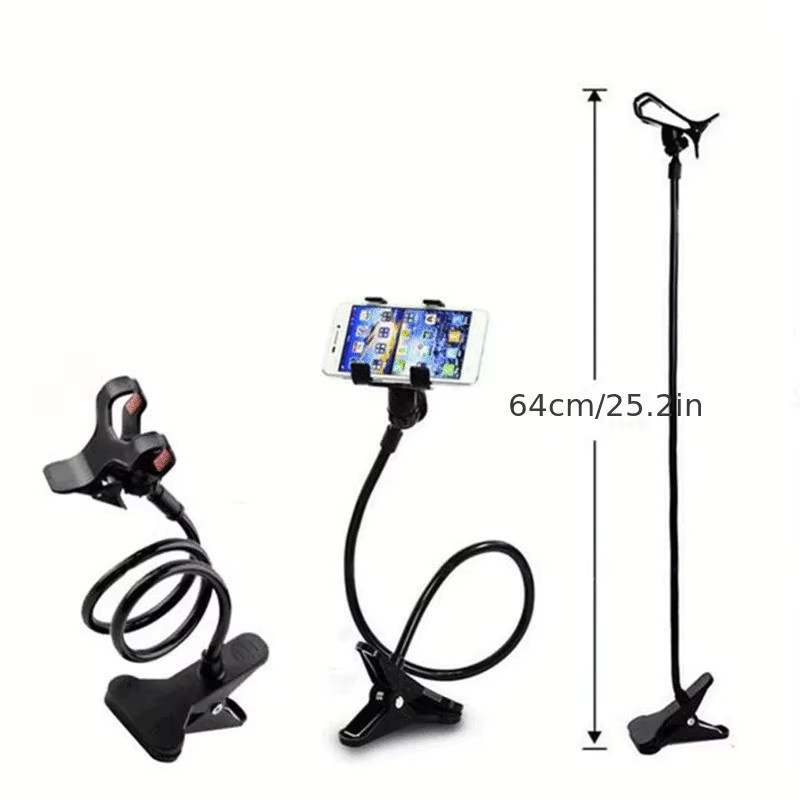 360 Grad drehbarer universeller Handyhalter mit flexiblem Clip-Ständer für Bett und Schreibtisch in Schwarz oder Rot - Bild 3